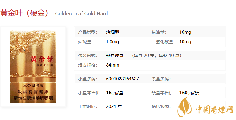 黃金葉（硬金）多少錢一包 黃金葉（硬金）價格參數(shù)一覽。